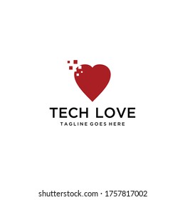 Creative modern Technology sign  with heart vector logo, Data And Technology 
