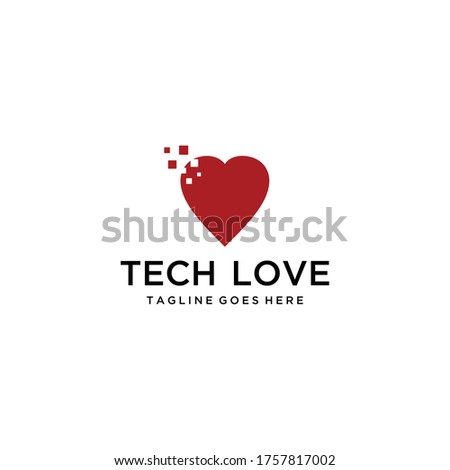 Creative modern Technology sign  with heart vector logo, Data And Technology 
