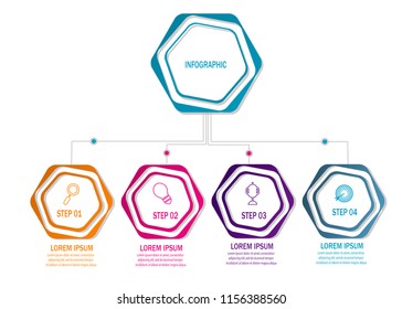 creative modern timeline infographic template element for workflow,process,presentation with modern color hexagon concept design vector