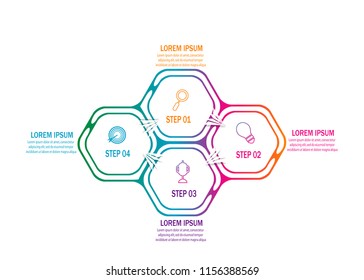 creative modern timeline infographic template element for workflow,process,presentation with modern color hexagon concept design vector