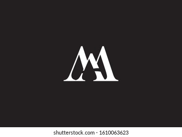 Creative modern top letter M, M A initial based abstract alphabet icon logo trendy awesome artistic black and white color in pixel style.