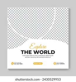 Creative modern travel agency social media post template design