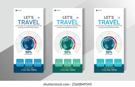 Creative and Modern Travel Rack Card Di Flyer Bundle Design