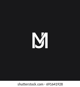 Creative modern trendy connected minimal fashion brand black and white color M J initial based letter icon logo.
