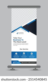 Creative modern trendy corporate business standee x rollup pullup signage retractable banner design vector template.