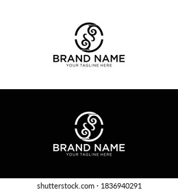 Creative modern trendy stylish circular shaped sports brands black and white color S initial based letter icon logo.