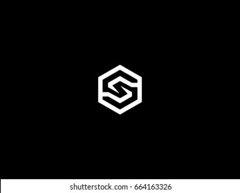 Creative modern trendy unique clean geometric shaped fashion brands black and white color S initial based letter icon logo.