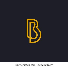 Creative modern trendy unusual unique artistic black and gold color B initial