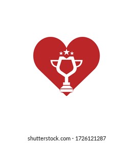 Kreatives modernes Trophäenlogo mit Herz-Symbol-Vektorvorlage. Prämientiefe für das Logo.