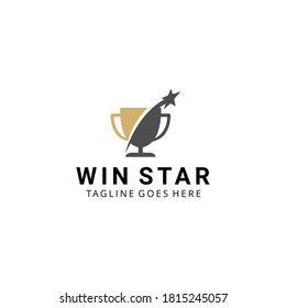 Creative modern trophy logo with star icon vector template illustration