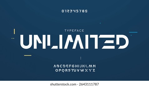 Creative modern unique alphabet display font vector. Abstract digital technology logo font alphabet. Minimal modern urban fonts for logo, brand etc. vector illustration