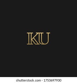 Creative modern unique artistic black and golden color KU UK U K initial based letter icon logo.