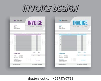 Creative, modern, unique, clean, and professional business invoice template design.