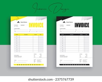Creative, modern, unique, clean, and professional business invoice template design.