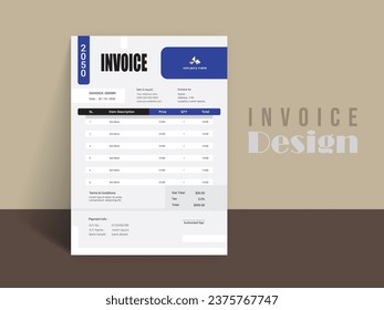 Creative, modern, unique, clean, and professional business invoice template design.
