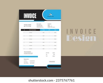 Creative, modern, unique, clean, and professional business invoice template design.