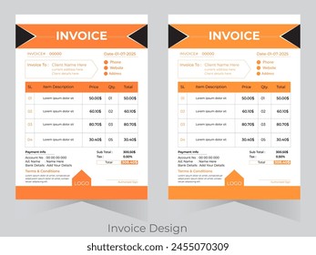 Creative, modern, unique, clean, and professional corporate company business letterhead and invoice template design