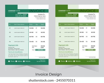 Creative, modern, unique, clean, and professional corporate company business letterhead and invoice template design