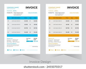 Creative, modern, unique, clean, and professional corporate company business letterhead and invoice template design