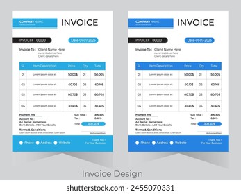 Creative, modern, unique, clean, and professional corporate company business letterhead and invoice template design