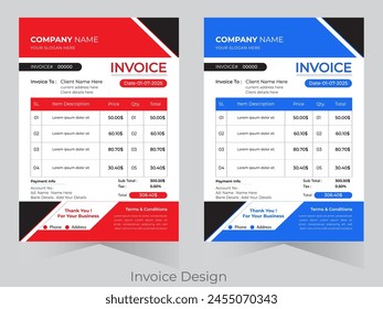Creative, modern, unique, clean, and professional corporate company business letterhead and invoice template design