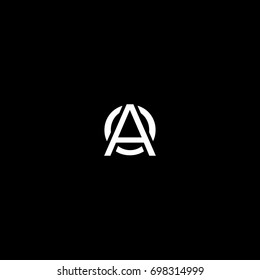 Creative modern unique clean tech black and white color AO OA A O initial based letter icon logo.
