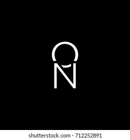 Creative modern unique elegant minimal artistic black and white color ON NO O N initial based letter icon logo.