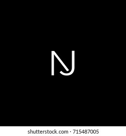 Creative modern unique elegant minimal artistic black and white color NJ JN N J initial based letter icon logo.