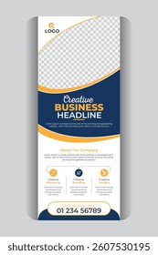 Creative modern unique layout Large size vertical display banner, Modern and stylish rollup banner design, luxury creative rollup, unique pull up banner template design.
