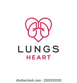 Creative Modern Unique Lungs Heart in Linear Style Icon Logo Design Vector Illustration