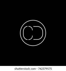 Creative modern unique minimal circular shaped fashion brands black and white color CD DC C D initial based letter icon logo.