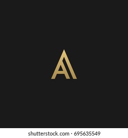 Creative modern unusual creative connected business brands black and gold color AA A initial based letter icon logo.