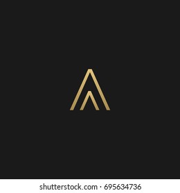 Creative modern unusual creative fashion brands black and gold color AA A initial based letter icon logo.