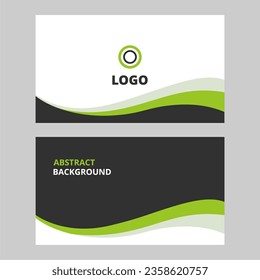 Creative and modern vector business card and template. simple clean background design with abstract green and black waving shapes