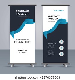 creative modern vector business roll up banner with abstract blue shapes