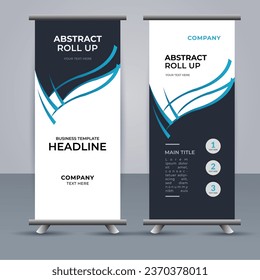 creative modern vector business roll up banner with abstract blue shapes