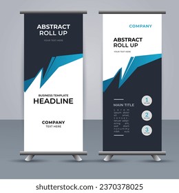 creative modern vector business roll up banner with abstract blue shapes