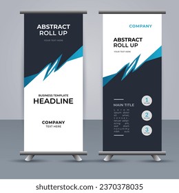 creative modern vector business roll up banner with abstract blue shapes