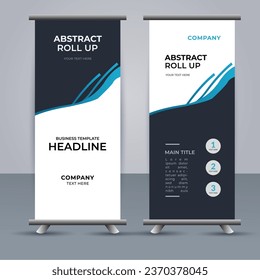 creative modern vector business roll up banner with abstract blue shapes