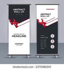 creative modern vector business roll up banner with abstract red shapes