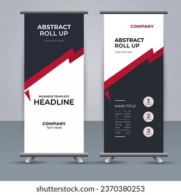 creative modern vector business roll up banner with abstract red shapes