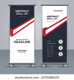 creative modern vector business roll up banner with abstract red shapes