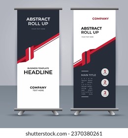 creative modern vector business roll up banner with abstract red shapes