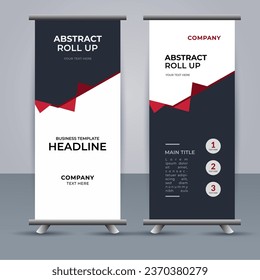 creative modern vector business roll up banner with abstract red shapes