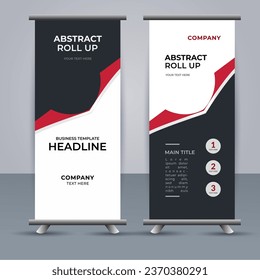 creative modern vector business roll up banner with abstract red shapes