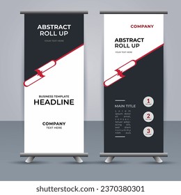 creative modern vector business roll up banner with abstract red shapes