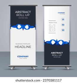 creative modern vector business roll up banner with abstract blue shapes