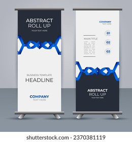 creative modern vector business roll up banner with abstract blue shapes