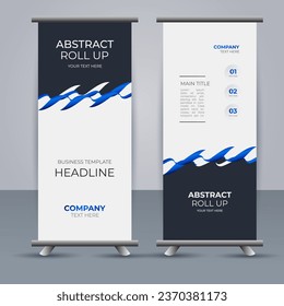 creative modern vector business roll up banner with abstract blue shapes