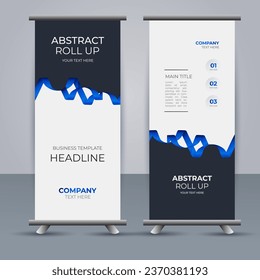 creative modern vector business roll up banner with abstract blue shapes